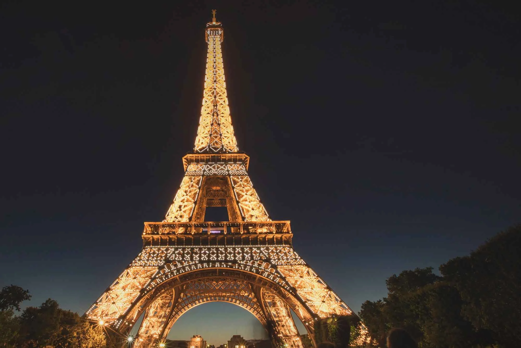 Eiffel Tower illuminated at night